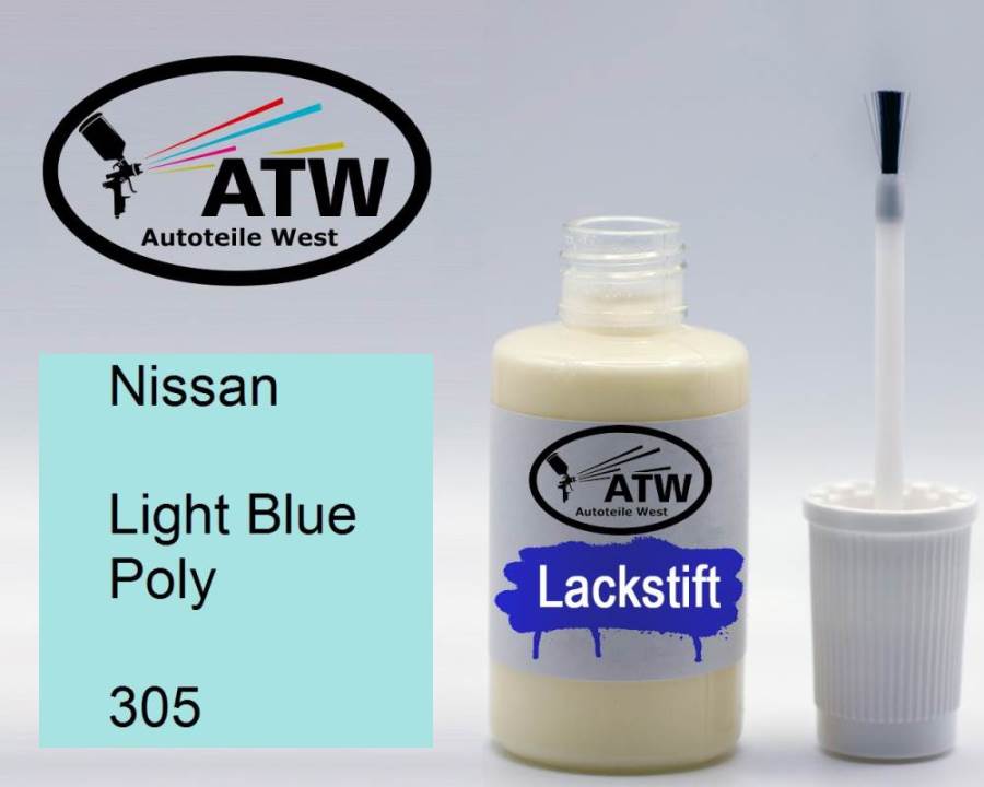 Nissan, Light Blue Poly, 305: 20ml Lackstift, von ATW Autoteile West.